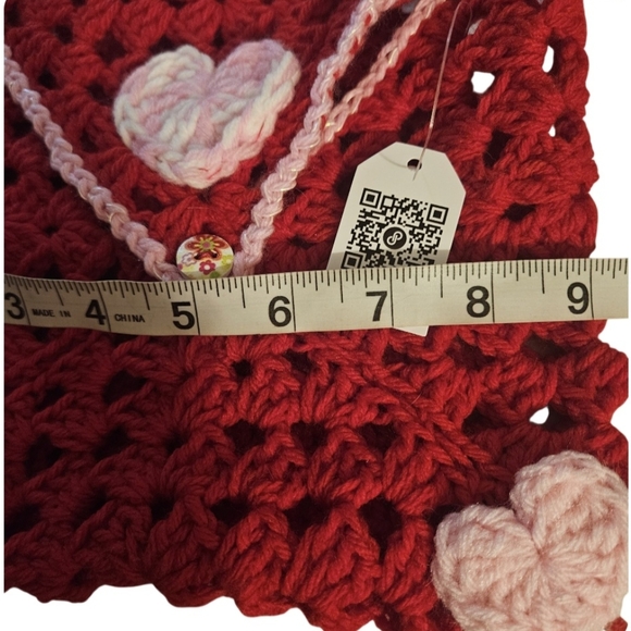 Handmade Granny Square Heart Crochet Handbag Valentine's Day Red Envelope Purse - Picture 15 of 16